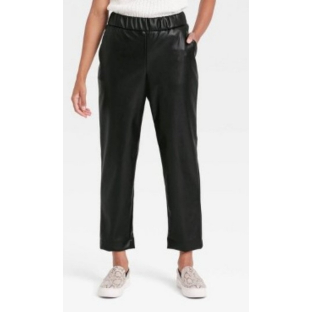 A New Day High Rise Faux Leather Tapered Ankle Pull On Pants
